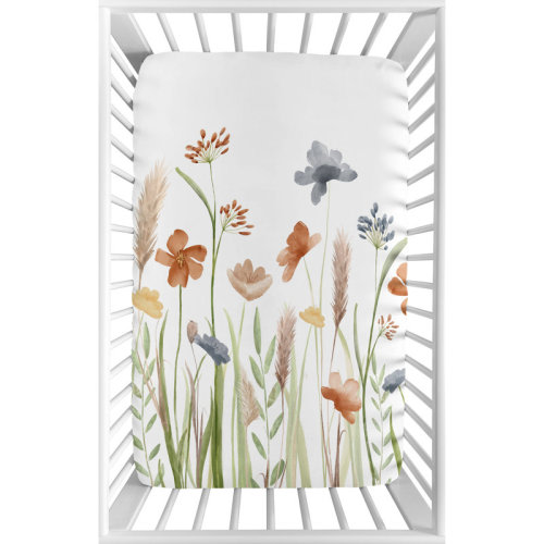 Sweet Jojo Designs Watercolor Floral Garden Sage Green Fitted Mini Crib Sheet by Sweet Jojo Designs | Wayfair