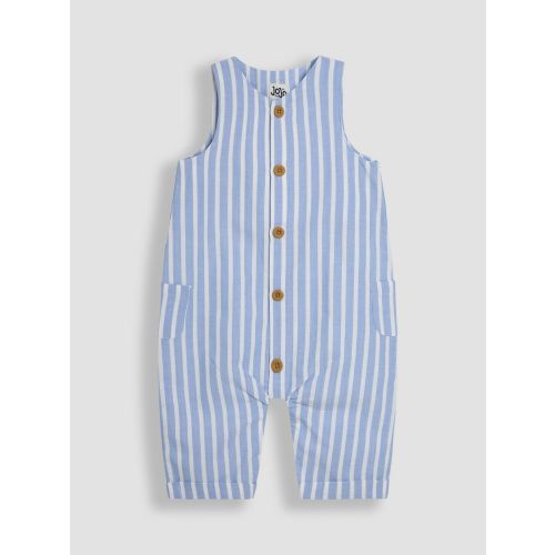 Blue Stripe Button Front Romper
