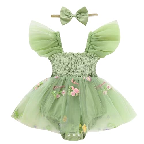 TITKKOP Baby Girl Clothes Infant Tulle Romper Ruffe Sleeveless Bodysuit Baby Girl Outfits Infant Girl Dress 0-18M