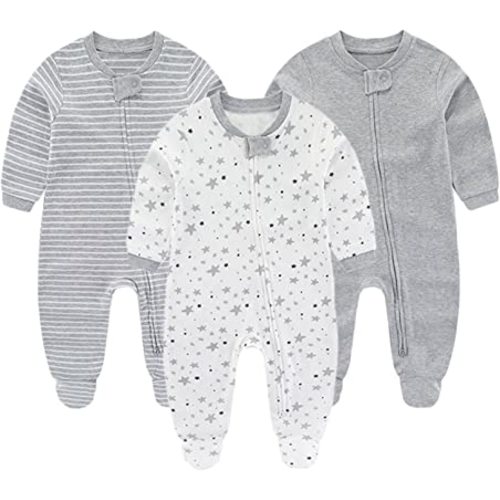 ZAV Solid Unisex Infants Clothes Baby Boys Girl Footed Jumpsuits Cotton Rompers