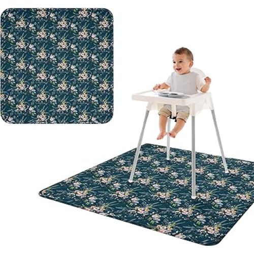 BapronBaby Boho Floral Splash Mat - Waterproof Catch-All for Under High Chairs, Floors, Tables, Playtime or Arts & Crafts - Machine Washable - 45" x 45”