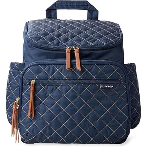 Skip Hop Diaper Bag Backpack: Forma, Multi-Function Baby Travel Bag with Changing Pad & Stroller Attachment, Navy