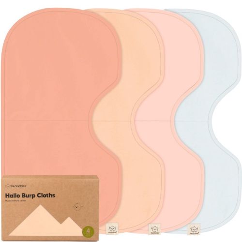 KeaBabies 4pk Hallo Baby Burp Cloths, Organic Cotton Burp Cloth for Girls, Boys, Soft & Absorbent Burping Cloths