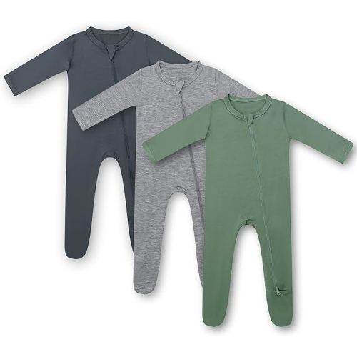 HAPIU Rayon from Bamboo Baby Footed Pajamas, 2 Way Zipper YKK, Footie for Baby Boy Girls, Newborn-24 Months