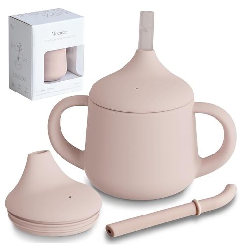 Moonkie Silicone Baby Sippy Cups | 3 Stages Training Cup Straw Cup for Infants Toddlers and Kid | 4 oz 1Pack