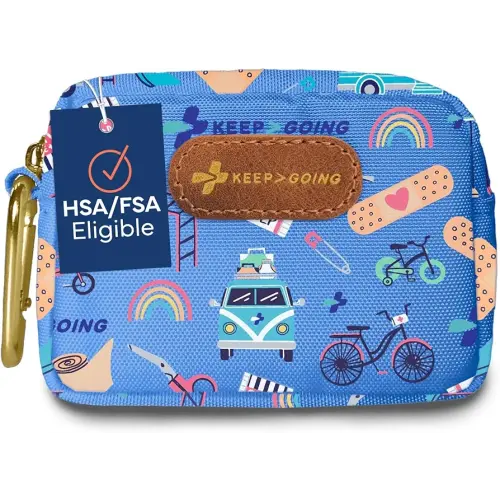 KeepGoing Small Travel First Aid Kit Kids – 60 Pc. Mini First Aid Kit for Purse, Diaper Bag, & Backpack with Latex-Free Bandages – 4 Oz., & 4.5 x 3.5 x 2 in, TSA-Approved