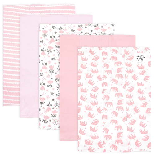 Bublo Baby Burp Cloths Set for Boys and Girls - 5 Pack Large 100% Cotton - Extra Absorbent Spit Cloths Multipack