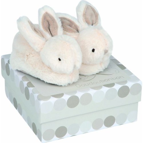 Doudou Doudou Gift Set Booties with Rattle Baby Shoes 0-6 M Rabbit 1 Pc