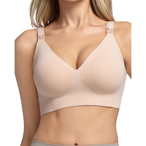 Momcozy CoolFit Nursing Bras for Breastfeeding, Ultra Stretch Seamless Jelly Strip Maternity Bra, Cooling Wireless