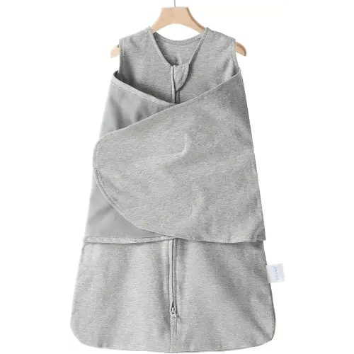 Swaddle-Blanket Baby Girl & Boy Swaddles Newborn Infant Transition 100% Cotton Wrap Blankets, 3-Way Adjustable Wearable Blanket, TOG 1.0 (Grey, Small, 0-3 Month)