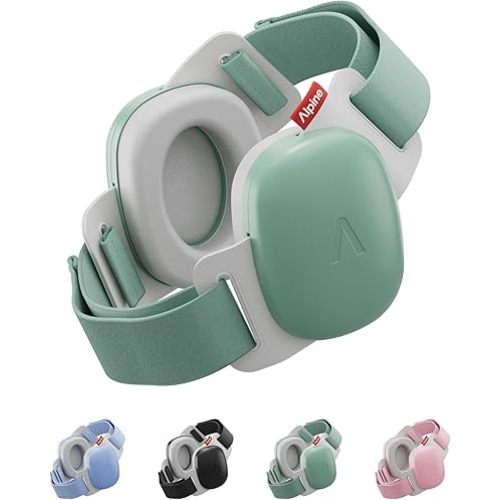 Alpine Muffy Baby Comfort - Protects Hearing for Babies and Toddlers - CE & ANSI Certified - Unique Headband for Safe fit & Comfort - Multi-adjustable for Ages 3-48 Months, 24dB Sound Reduction, Green