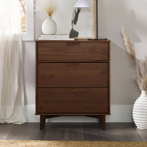 Yarber Groove 3 Drawer Solid Wood Chest