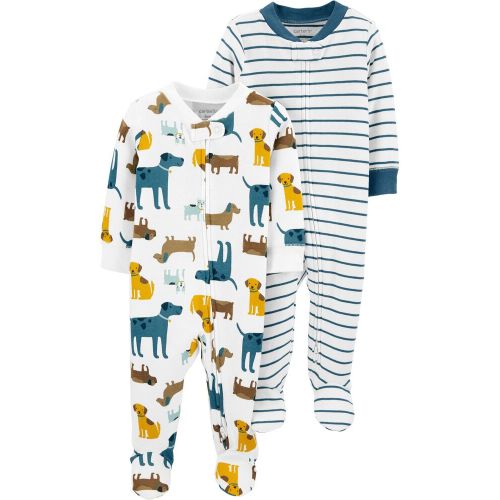 2-Pack Cotton Zip-Up Sleep & Plays - NB - Multi