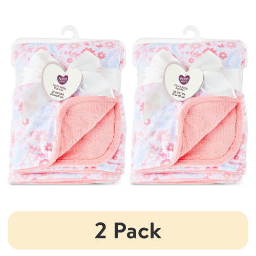 (2 pack) Parent's Choice Baby Girl Premium Ultra Soft Plush Floral Blanket, 30" x 40"