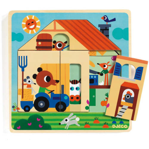 Djeco - Gaby Farm 3 Layer Wooden Puzzle