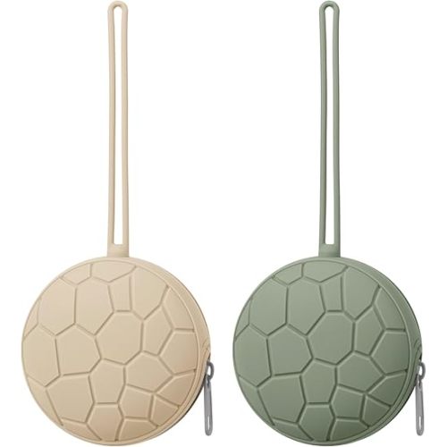 Silicone Pacifier Holder Case, Soft Silicone Newborn Baby Silicone Pacifier Holder for Boys & Girls, Portable Silicone Pacifier Container Case (Sage/Sand)