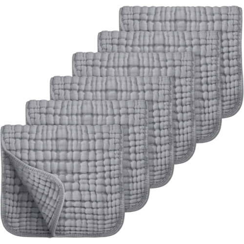 Looxii Muslin Burp Cloths 6 Pack - 20" x 10"