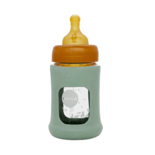 Natural Glass Baby Bottle with Sleeve - Green, 5 oz.