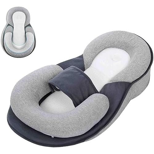 Baby Feeding Support Pillow, Baby Pillows for Sleeping for Newborn, Reflux Breastfeeding Nursing Pillow for Reducing Spit-Up, Bottle Feeding Detachable Pillow (Gray)