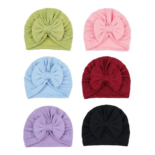 6 PCS Stretchy Baby Turban Hats, Baby Hat with Bows for Girls, Baby Boys Caps, Toddler, Newborn, Infant Hat Unisex