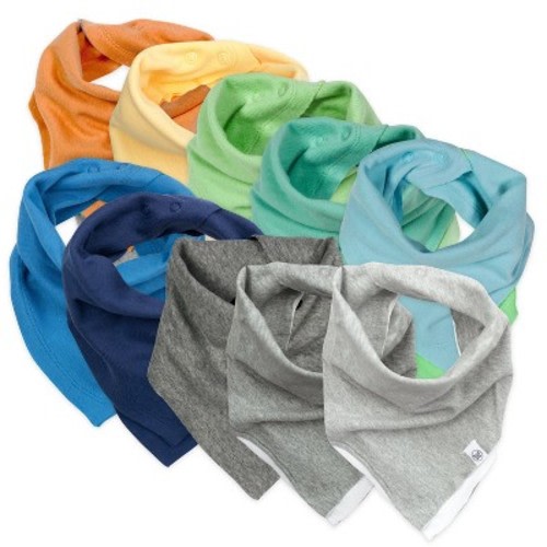 Multipack Organic Cotton Reversible Bandana Bibs Rainbow Blues
