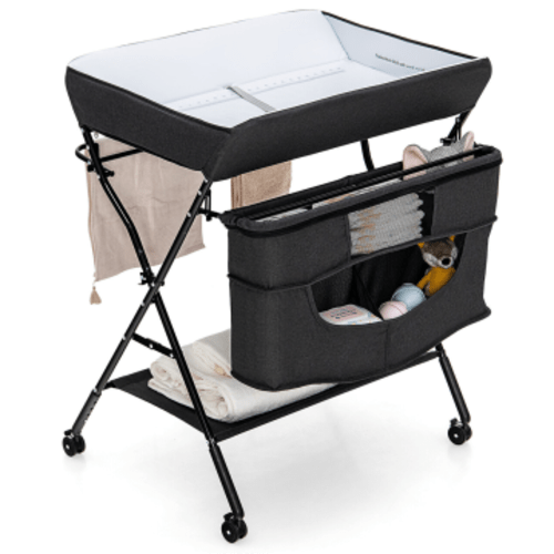 Portable Adjustable Height Newborn Nursery Organizer with Wheel