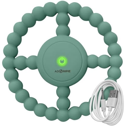 Vibrating Sensory Chew Toy for Babies 0-18 Months, BPA-Free Silicone, Portable Travel Teether for Children Baby Gifts, Green
