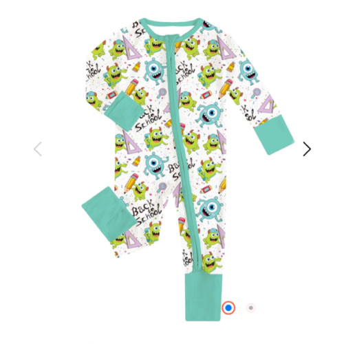 FancyPrince Monster School Baby Bamboo Zipper Romper Pajamas