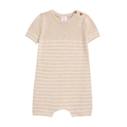 Nordstrom Sweater Romper - Beige Oatmeal Loop Stripe, 9m