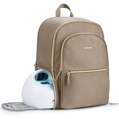 mommore Diaper Bag Backpack, Breast Pump Bag with Cooler Pocket for Breast Milk, Fits Spectra S1, S2/Momcozy, Stylish Baby Bag Mom Backpack with Laptop Pocket for Work Travel