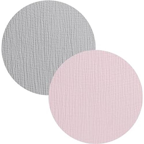 Muslin Bassinet Sheet Compatible with Graco Pack n-Play Dome LX Bassinet, 2 Pack Cotton Stylish Boho Fitted Bassinet Sheets Super Soft for Baby Grey & Pink