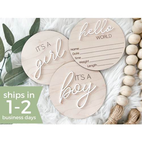 Gender Reveal Hospital Announcement Sign, Hello World Plaque, Gender Neutral Baby Name Sign, It&#39;s a Boy It&#39;s a Girl Sign for Hospital