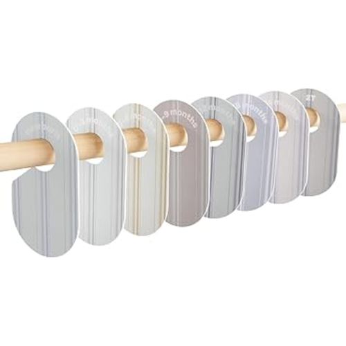 3 Sprouts Baby Closet Dividers Set of 8 - Toddler Clothes Organizer Hanger, Double-Sided Size Labels - Nursery Organization for Newborn Clothing, Infant, Boy & Girl - Stripe