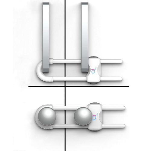 Baby Proofing Cabinet Locks | Adjustable U Shaped Baby Safety Latches for Drawers, Fridge, Closet |Modern Baby Proofing Cabinet Lock with Extra Secure Lock Buttons (Pack of 4, White)
