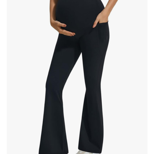 JOYSPELS Smooth Feeling Flare Maternity Leggings Over The Belly with Pockets Soft Bootcut Pregnancy Yoga Pants
