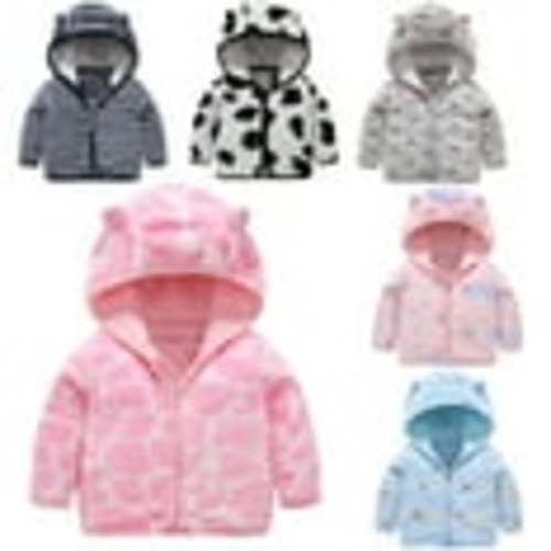 Esaierr Newborn Baby Boys Girls Fleece Hooded Jacket Coat with Ears for Todder Winter Outwear Zip Thickened Warm Coat for 6M-5Y