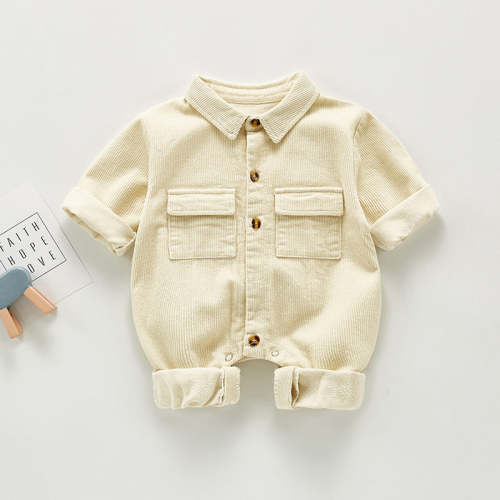 Baby Boys Corduroy Double Pocket Romper