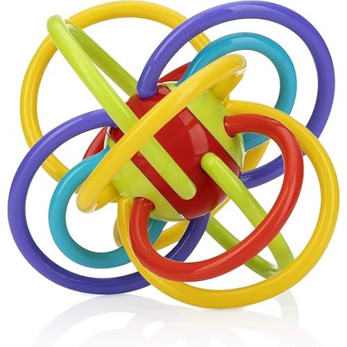 Nuby Lots A Loops Sensory Multicolor Teether and Baby Rattle Toy - 3+ Months - Baby Teething Toy
