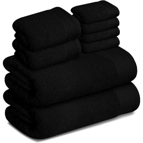 Tens Towels Pack of 8 Popcorn Textured 2 Extra Large Bath 2 Hand 4 Washcloths 100% Cotton
