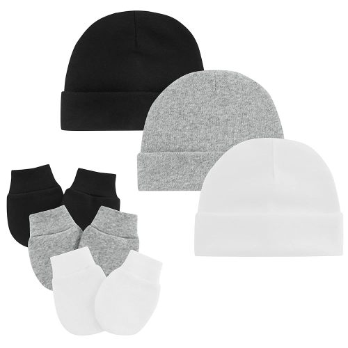 Zando Baby Hats and Mittens Newborn Hospital Hat Essentials Warm Knit Beanie Safety Anti-Scratch for Boys Girls 0-6M