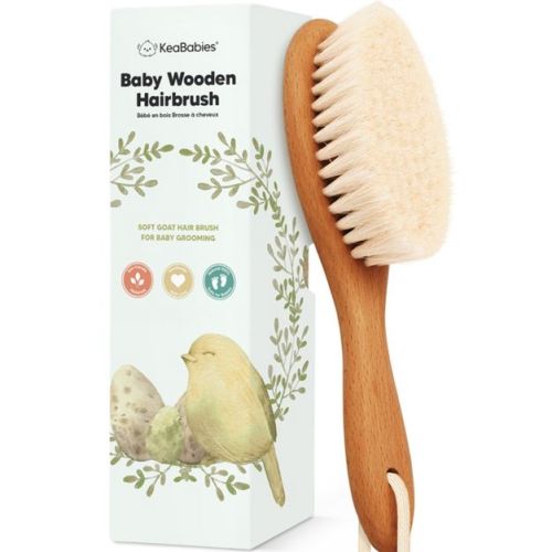 Keababies Baby Hair Brush, Oval Cradle Cap Brush, Soft Baby Brush For Infant, Newborn Hairbrush For Girls, Boys, Baby Scalp Brush (oval, Golden Oak)