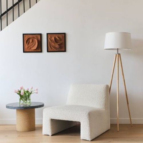 Brightech Emma Mid-century (includes Led Light Bulb) Tripod Floor Lamp Polished Natural Wood