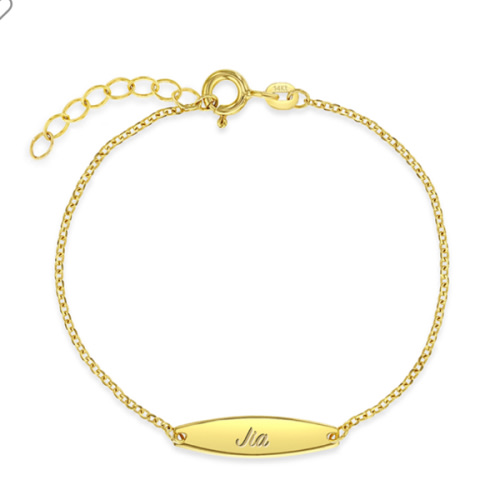 14k Gold 5-6" Classic Engravable Tag ID Baby / Toddler / Kids Bracelet