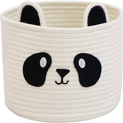 T&T Homewares Small Cute Panda Bear Basket for Kids Room Decor, Baby Shower, Baby Diaper Organizer, Baby Laundry Baskets, Woodland Nursery Decor, Kids Room Organizer, Dog Cat Toy Basket