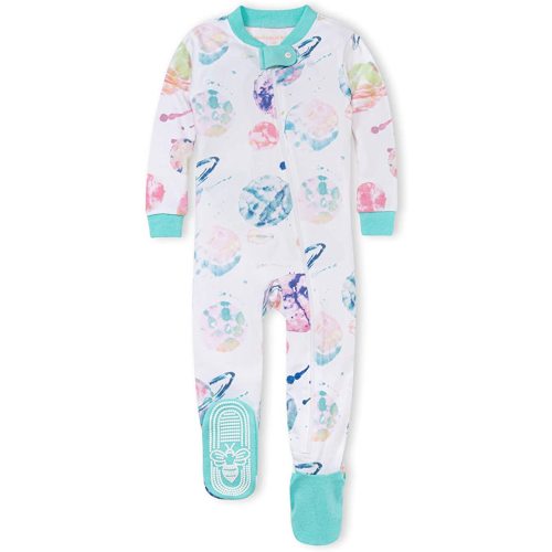 Burt's Bees Baby Baby Girls' Sleeper Pajamas, Zip Front Non-slip Footed Sleeper Pjs, 100% Organic Cotton