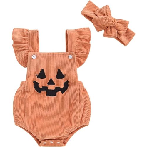 YINGISFITM My First Halloween Baby Girl Outfit Newborn Pumpkin Bubble Romper Infant Jumpsuit Overalls Cute Pumpkin Clothes
