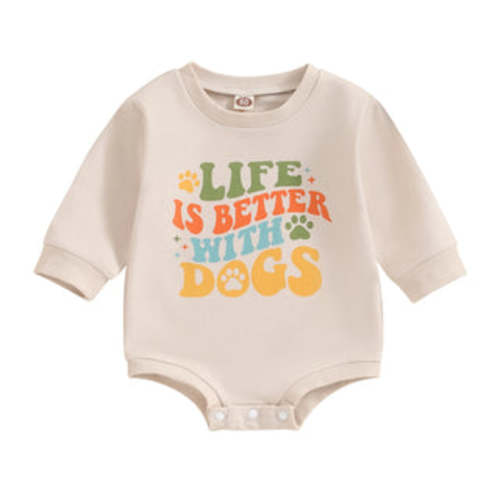 LIFE IS BETTER WITH DOGS Long-Sleeve Onesie - Hazel & Bo