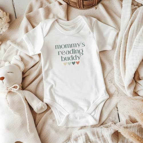 Mommy&#39;s Reading Buddy Baby Bodysuit | Mom Book Lover | Baby Book Lover Bodysuit | Gift For Book Lover | Gift For Bookworm | Bookish Mom