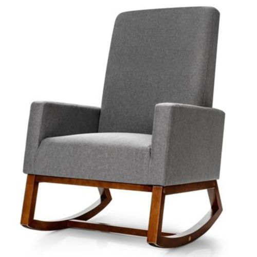 Tangkula Rocking Chair Comfortable Rocker Modern High Back Armchair