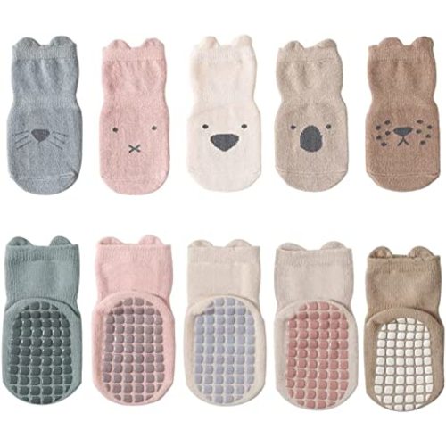 Baby Girls Cute Cartoon Non-Slip Socks Baby Toddler Cotton Warm Grip Socks Anti Skid Socks for Infant Little Kids
